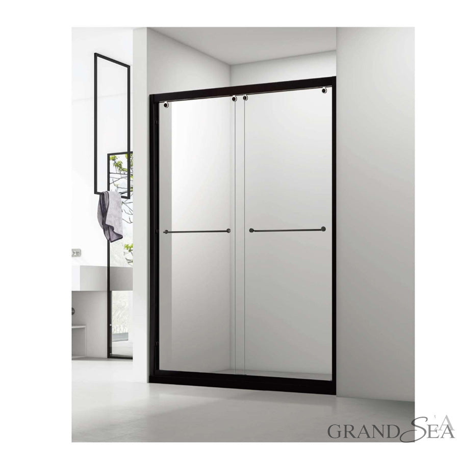 High Quality 6mm Tempered Glass Black Aluminum Frame Sliding Shower Door
