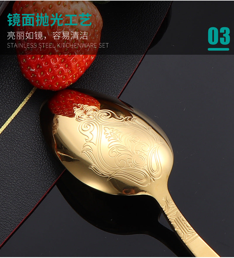 410Stainless Steel Tableware Hotel Retro Double Pattern Totem Western Cutlery Knife Fork Spoon Restaurant Hammered Steak Knife Fork