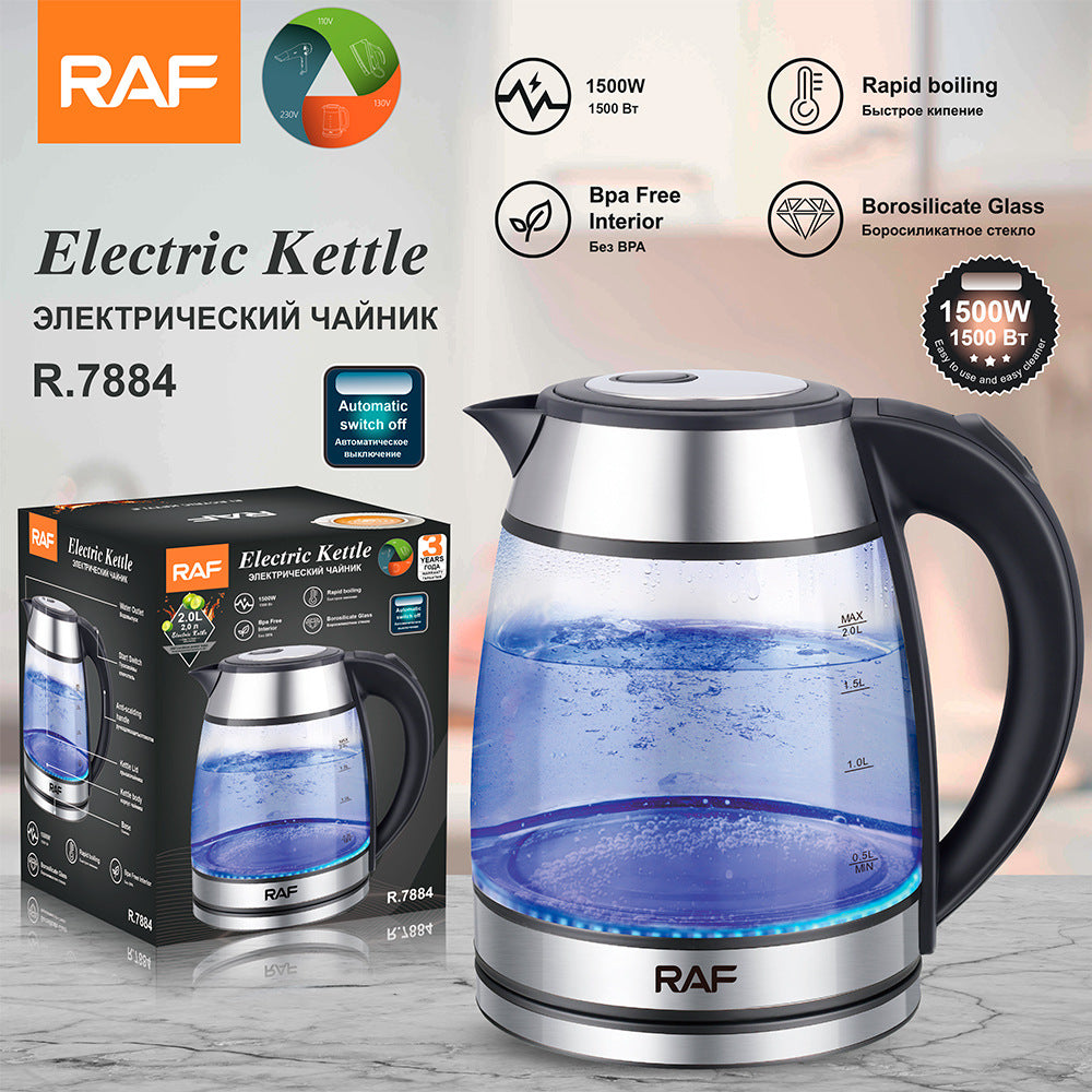 RAF European Standard Glass Electric Kettle Household Electric Kettle Automatic Power-off Kettle Health Kettle Wholesale R7884