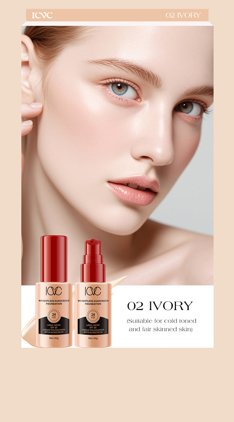 ICVC#Sunscreen Foundation40g Large Capacity Waterproof Long-lasting Non-smudge Lazy Primer Cream E-commerce