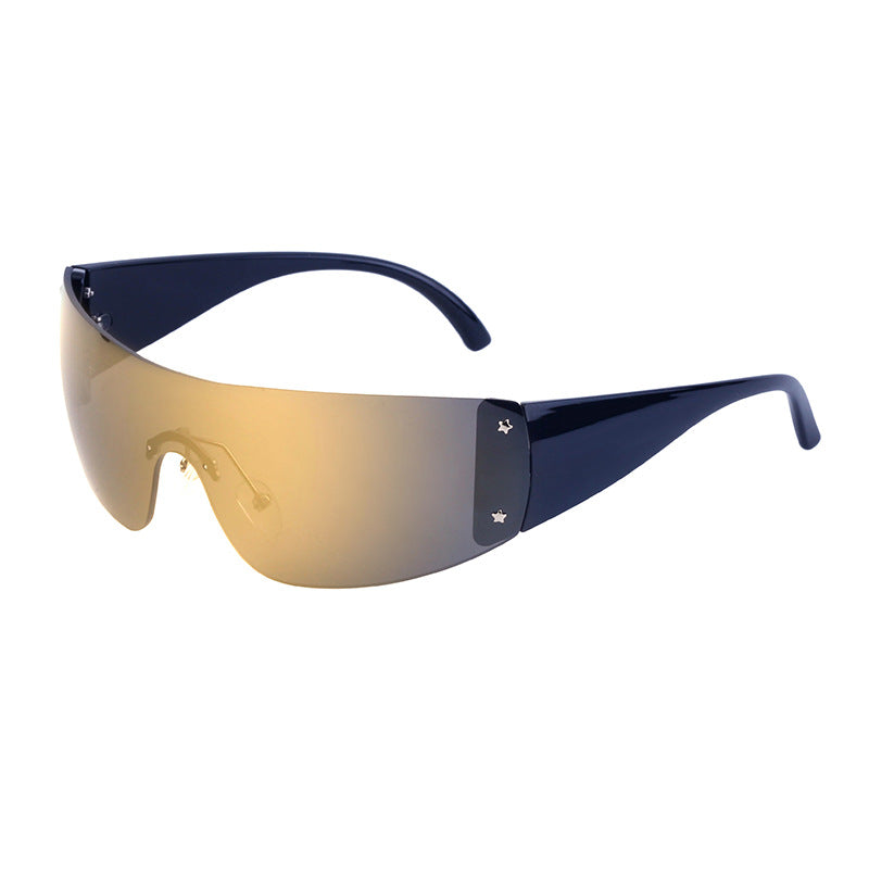 Women's trendy high-end windproof sunglasses Y2K Millennium Frameless Cycling Anti-UV Sunglasses Women's Wholesale