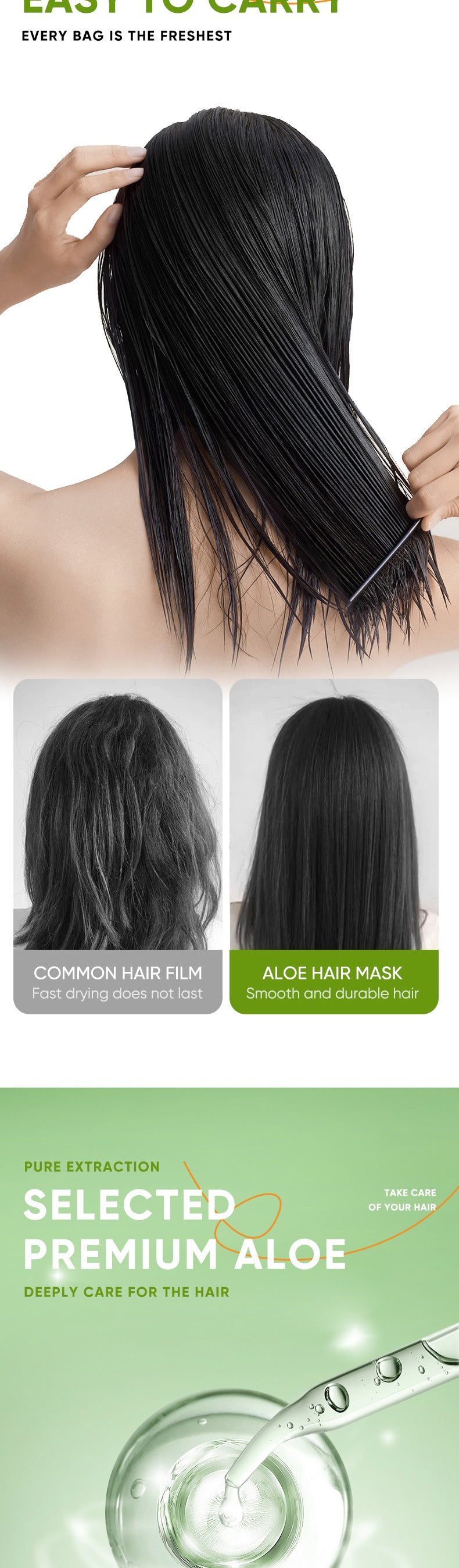 Aloe Vera Hair Mask10g SADOER Smooth and Improve Frizz Portable Cross-Border Wholesale