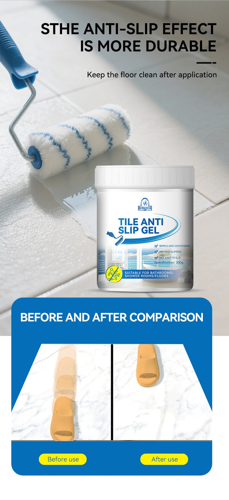 New Floor Anti-Slip Paste for Tiles, Marble Anti-Slip Agent for Dining and Bathrooms, Tile Anti-Slip Gel Paste