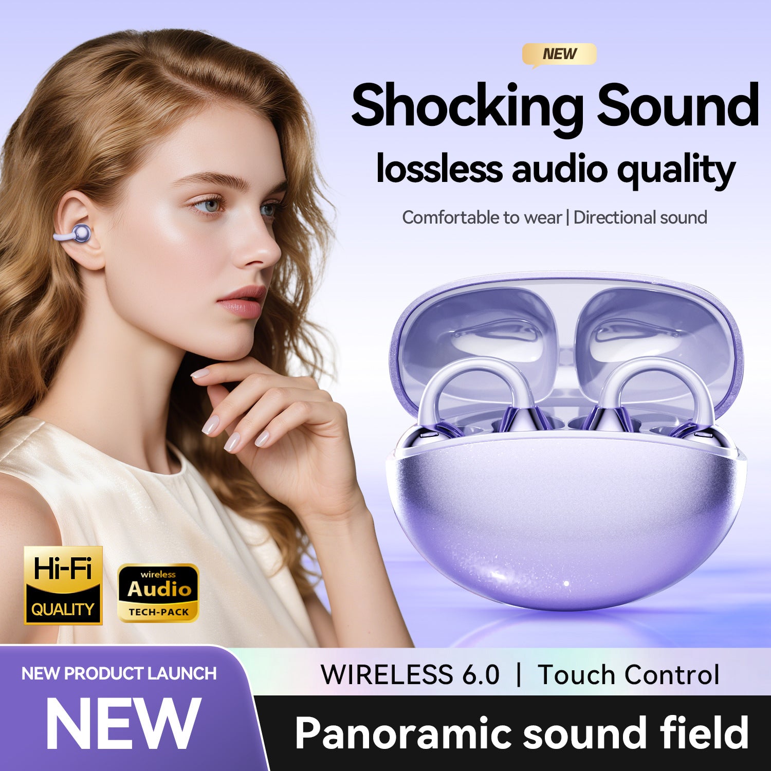 Featured Selection2025New GL8Ultra-long Battery Life High Appearance Private Model Ear Clip Bluetooth Earphones Wholesale