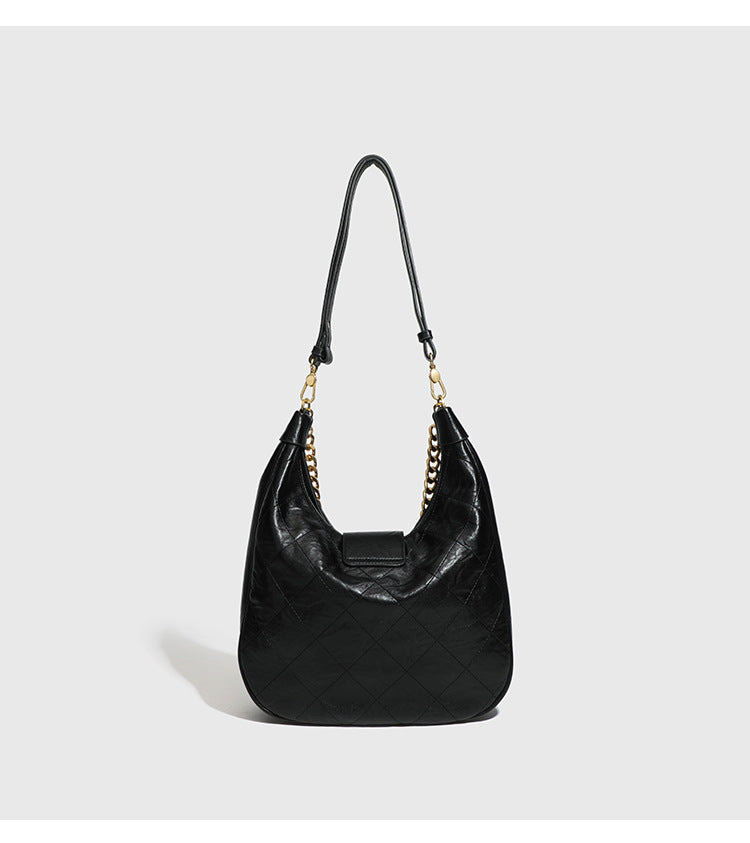 Niche Retro Underarm Bag for Women New Genuine Leather Autumn Winter Fashion Arc de Triomphe Cowhide Bucket Bag Versatile Crossbody Bag