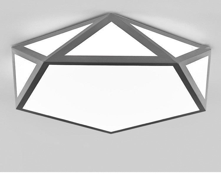 Minimalist Iron Art Acrylic Ceiling Light Nordic Diamond Geometric Hollow Children's Bedroom Colorful Macaron led Lamp