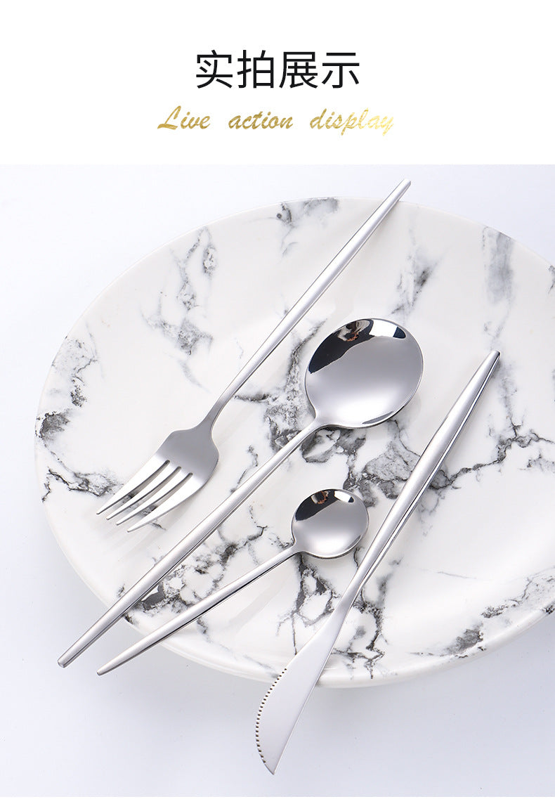 Hot-selling Portuguese Stainless Steel Tableware24Set of Western Dining gold Steak Knife Fork Spoon Gift Box Set