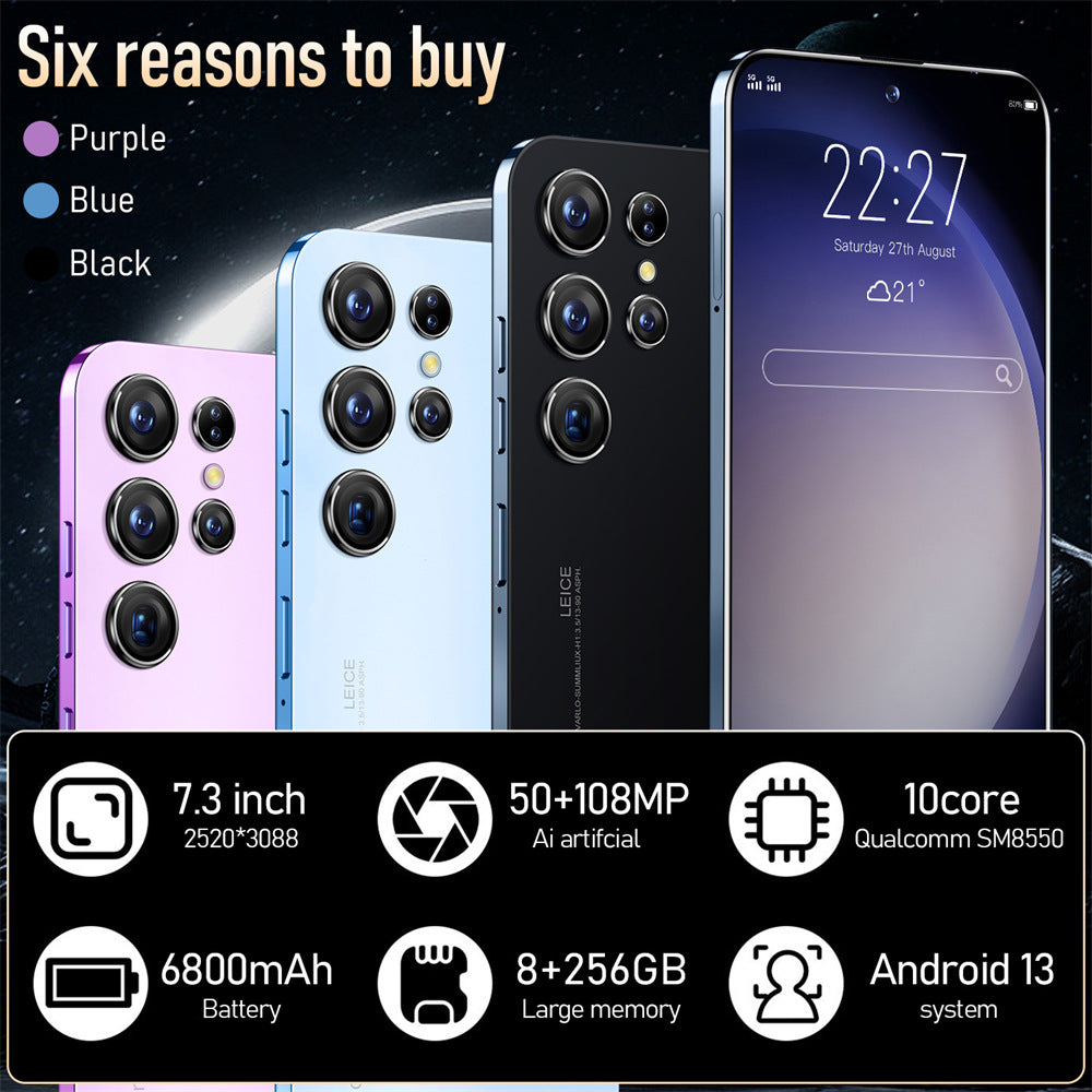 Mobile Phone Inch Straight Board Large Battery1TB Android13System European and American Version16+1TS23Ultra Large Battery Long Battery Life