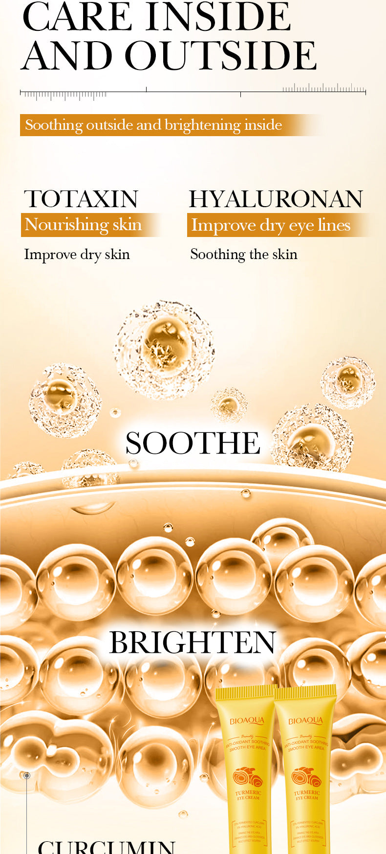 BIOAOUA Turmeric Antioxidant Soothing Eye Cream Brightening, moisturizing and moisturizing eye cream   wholesale