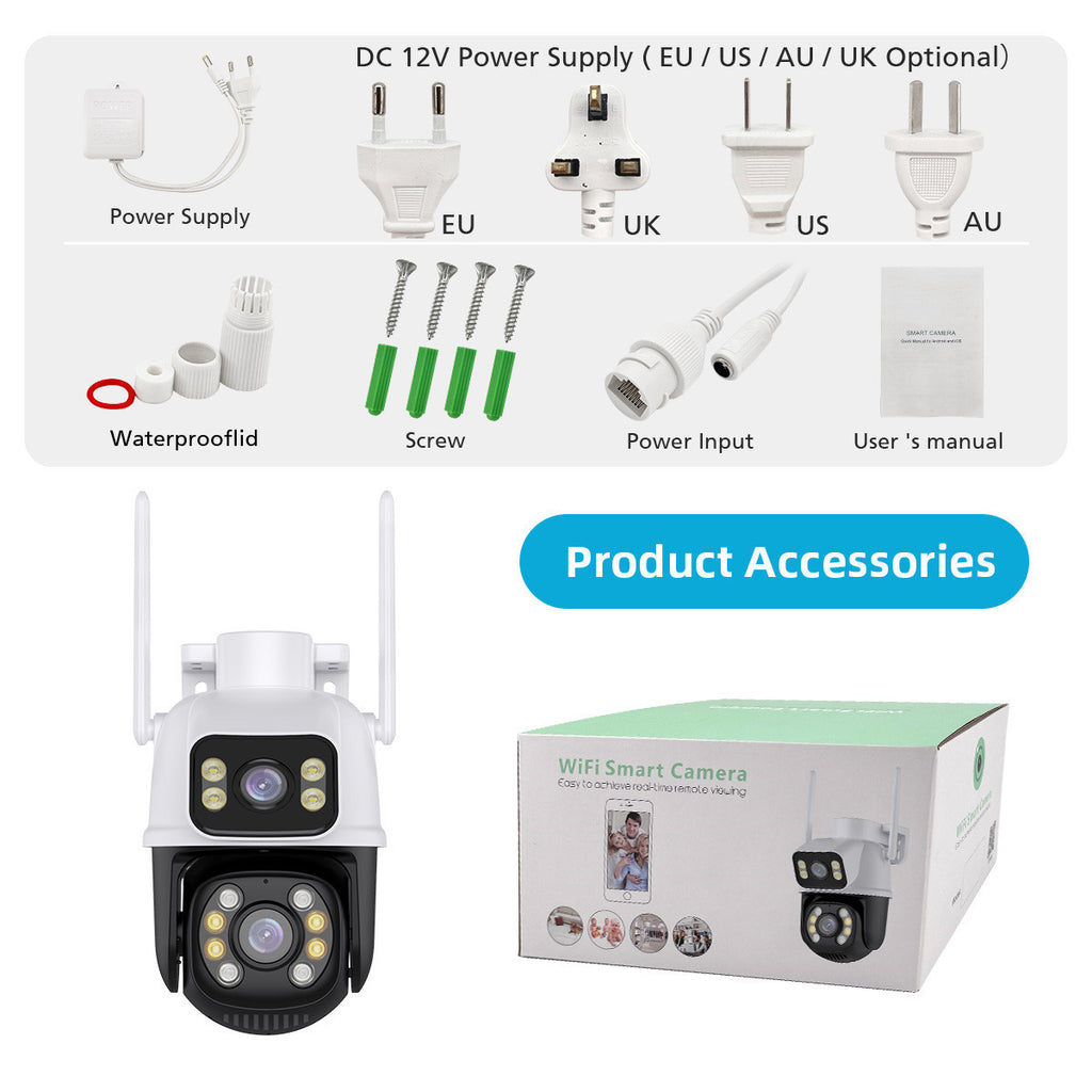 ICSEE Xiongmai Binocular Outdoor Camera Dual Screen Dome Camera WiFi Outdoor surveillance camera waterproof for outdoor use