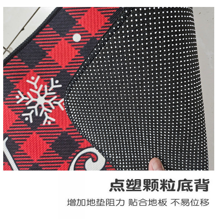 Christmas Decorative Doormat Crystal Velvet Non-Slip Door Mat Festive Atmosphere Entrance Door Mat Outdoor Dust Removal Mat