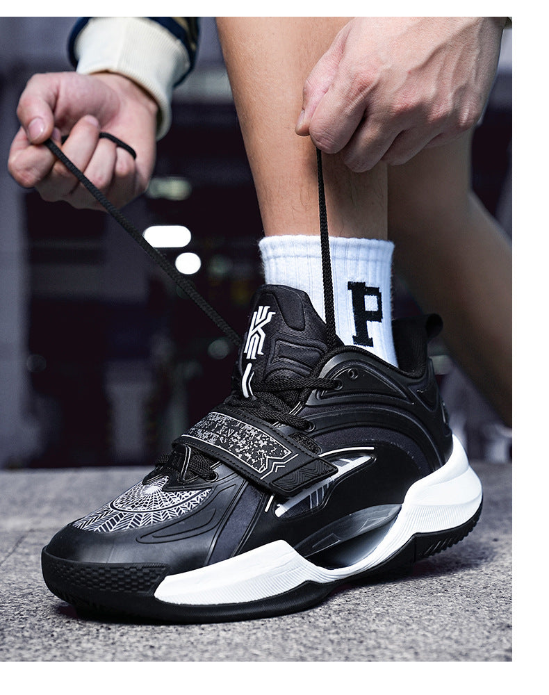 Plus Size Trendy Fashion Mesh Breathable Sports Shoes Youth Training Combat High Elastic Wear-Resistant Basketball Shoes