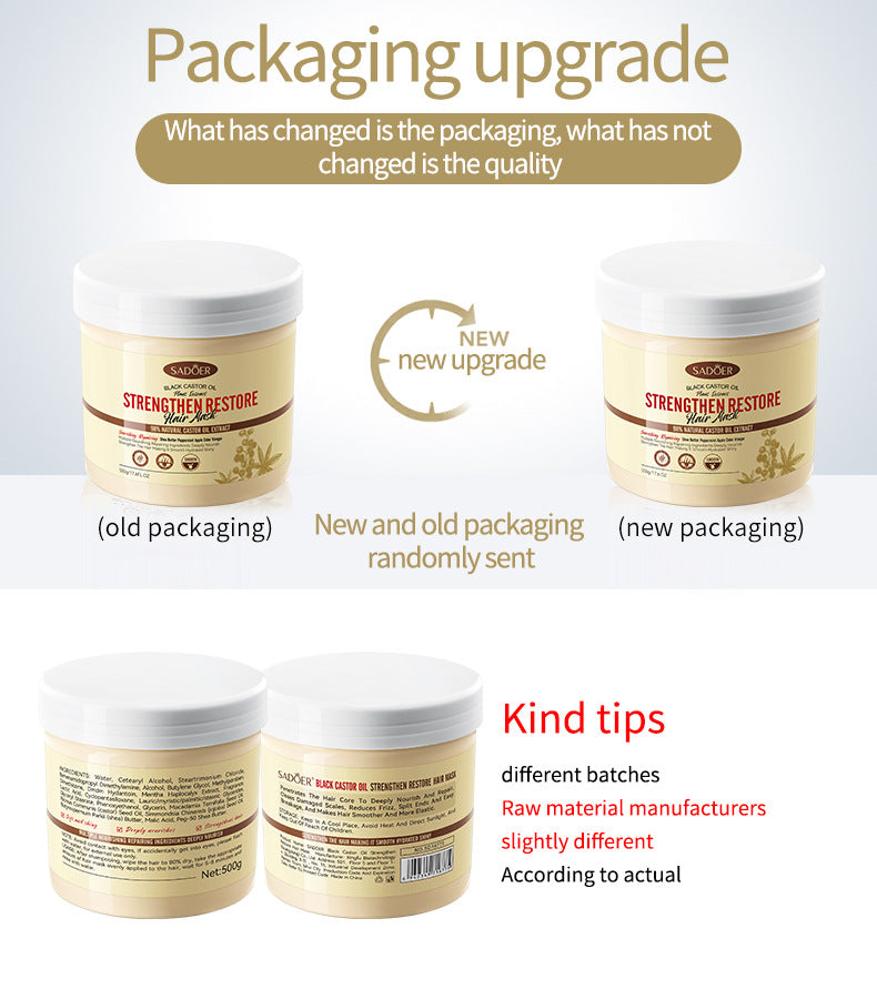Black Castor Oil Hair Mask500gSADOER Nourishing, Smooth and Fluffy Conditioner Cross-Border Wholesale
