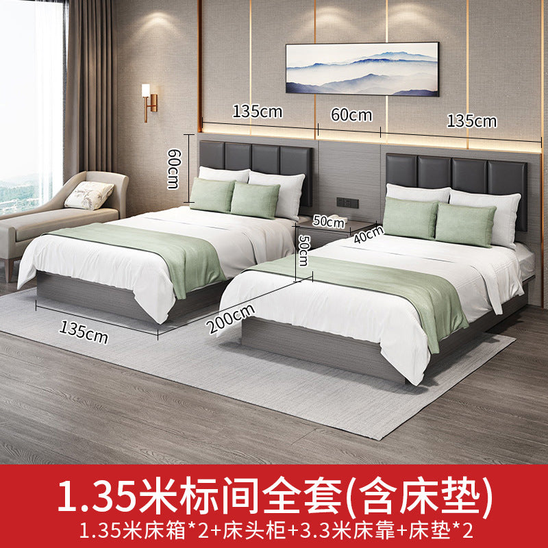 Hotel Guesthouse Bed Standard Room Full Set Furniture Apartment Homestay Single Double Bed Hotel Rental Room Special Bed Box