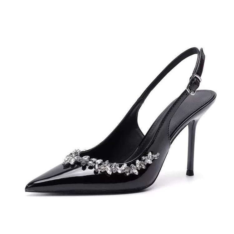 Stunning Elegant Korean Style Nude Sandals One-Strap High-End Versatile Shallow High Heels Women's Shoes Thin Heel Pointed Toe Single Shoes