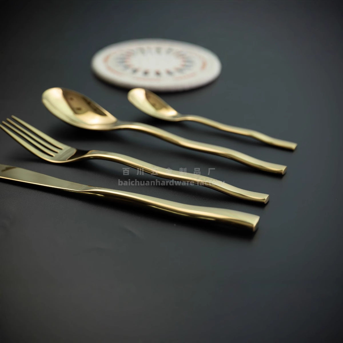 Nordic Style ins304Stainless Steel Steak Knife Fork Spoon Wave Pattern Creative Simple Western Dining Utensils Hotel Supplies Wholesale