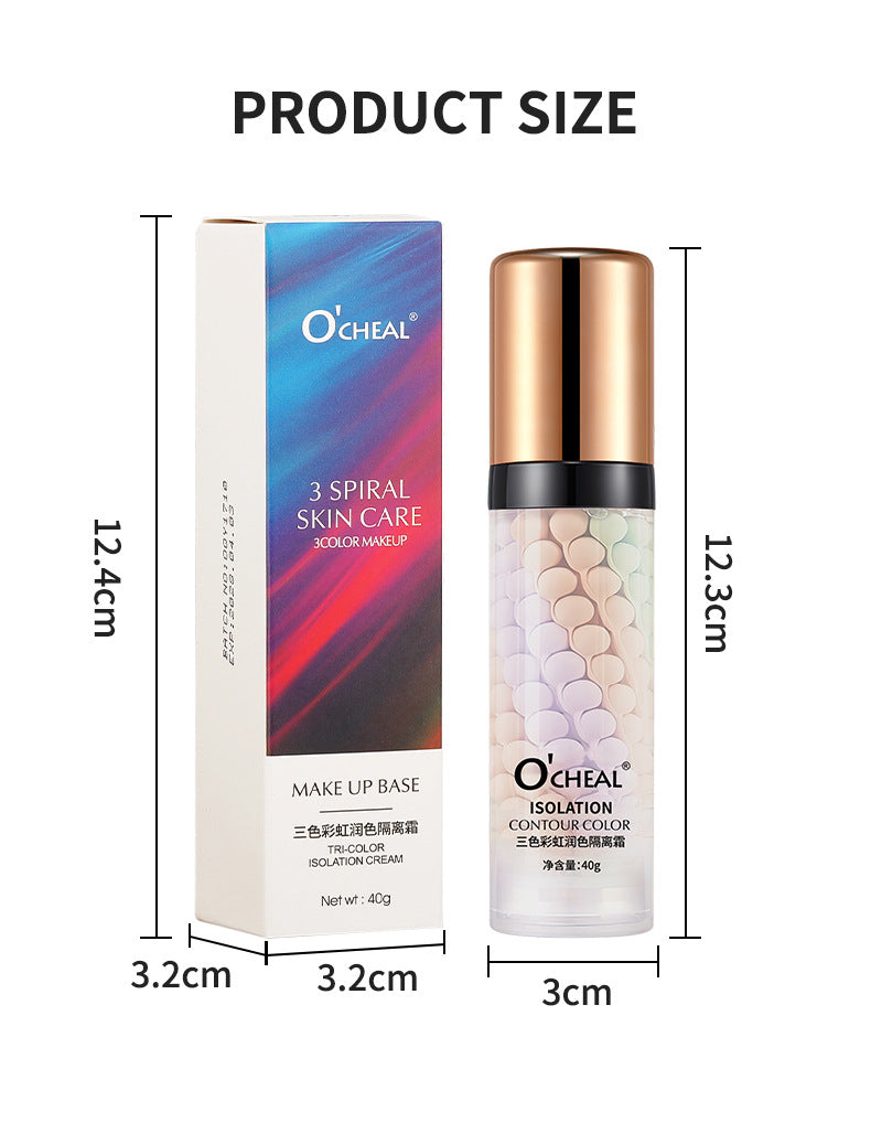 Three-Color Rainbow Isolation Cream Natural Brightening Isolation Cream Primer Bird Drool Spiral Three-Color Primer