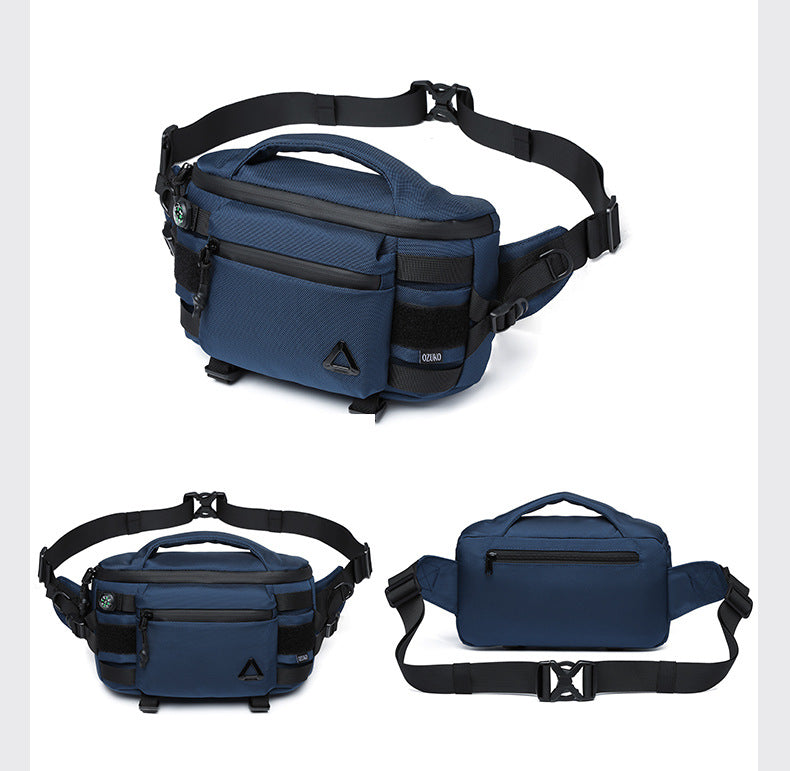 OZUKO Men's Waist Bag Waterproof High-End Crossbody Bag Chest Bag Tactical Trendy Portable Functional Travel Bag