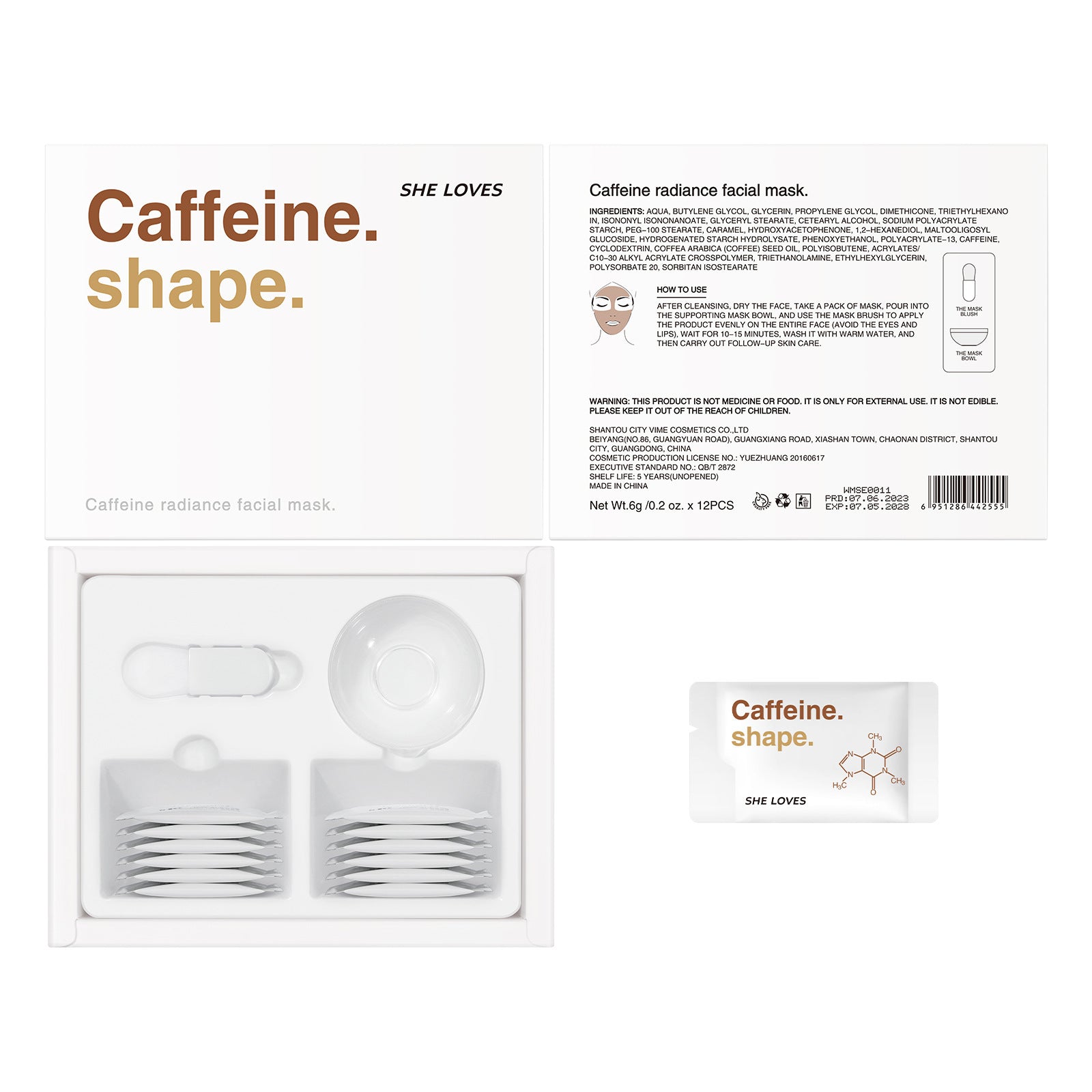 Caffeine facial mask12One-time Use Caffeine Revitalizing Firming Sculpting Face Mask