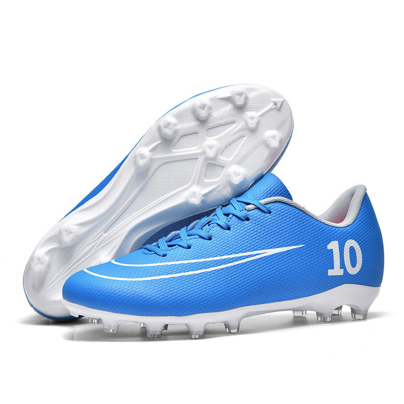 Gold-Plated Sole Men's Football Shoes with Studded Spikes AG Long Spike Shoes for Older Children, Middle and High School Students, Adults, Competition Training Sports Shoes