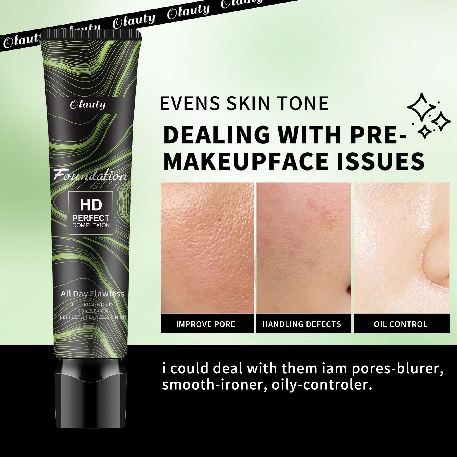 Olauty Liquid foundation waterproof sweatproof moisturizing non-cakey concealer even skin tone natural look makeup