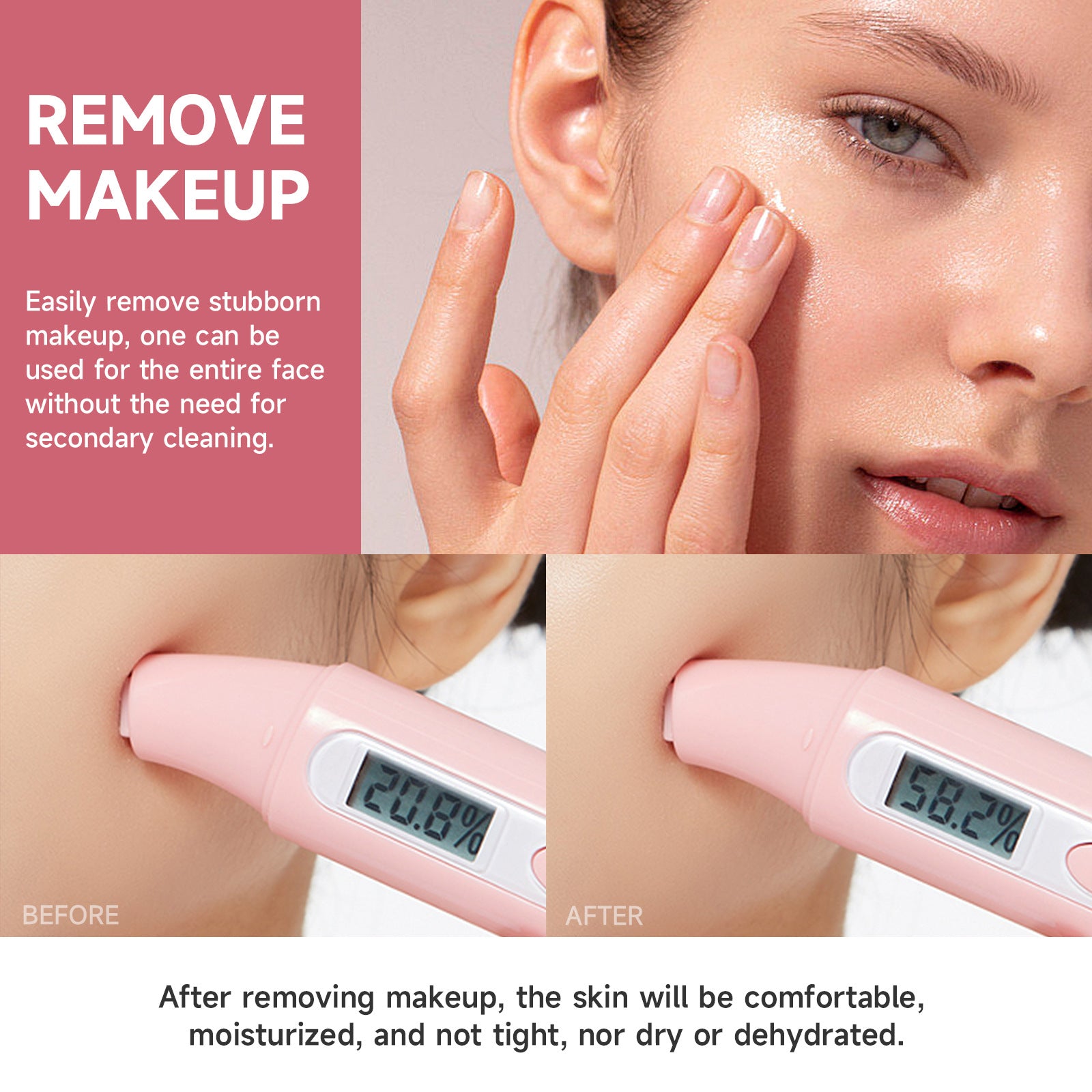 Exclusive Supply Rose Makeup Remover Balm Dissolving Makeup Eye Lip Face 3-in-1 Gentle Non-Irritating Makeup Remover Oil Lotion