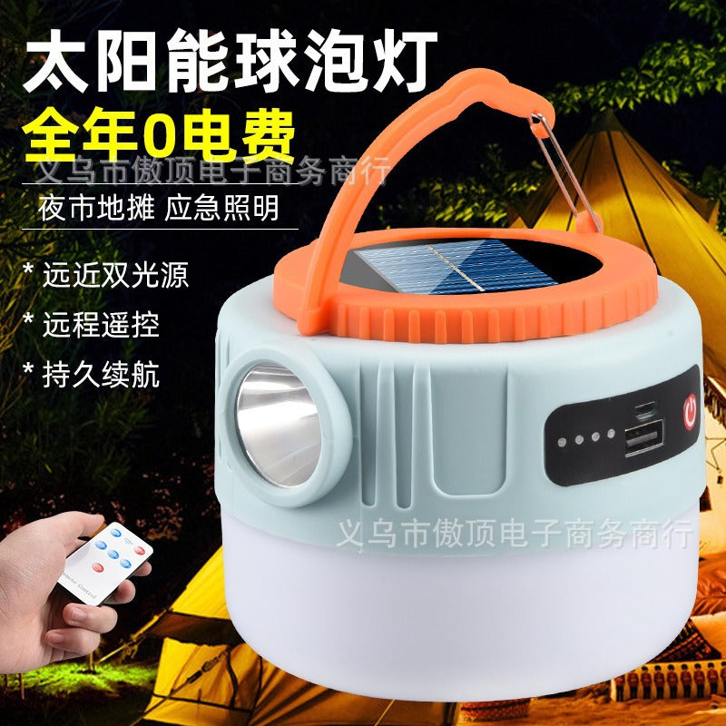 Solar Camping Light LED Outdoor Emergency Light USB Rechargeable Street Stall Night Market Remote Control Camping Light Flashlight