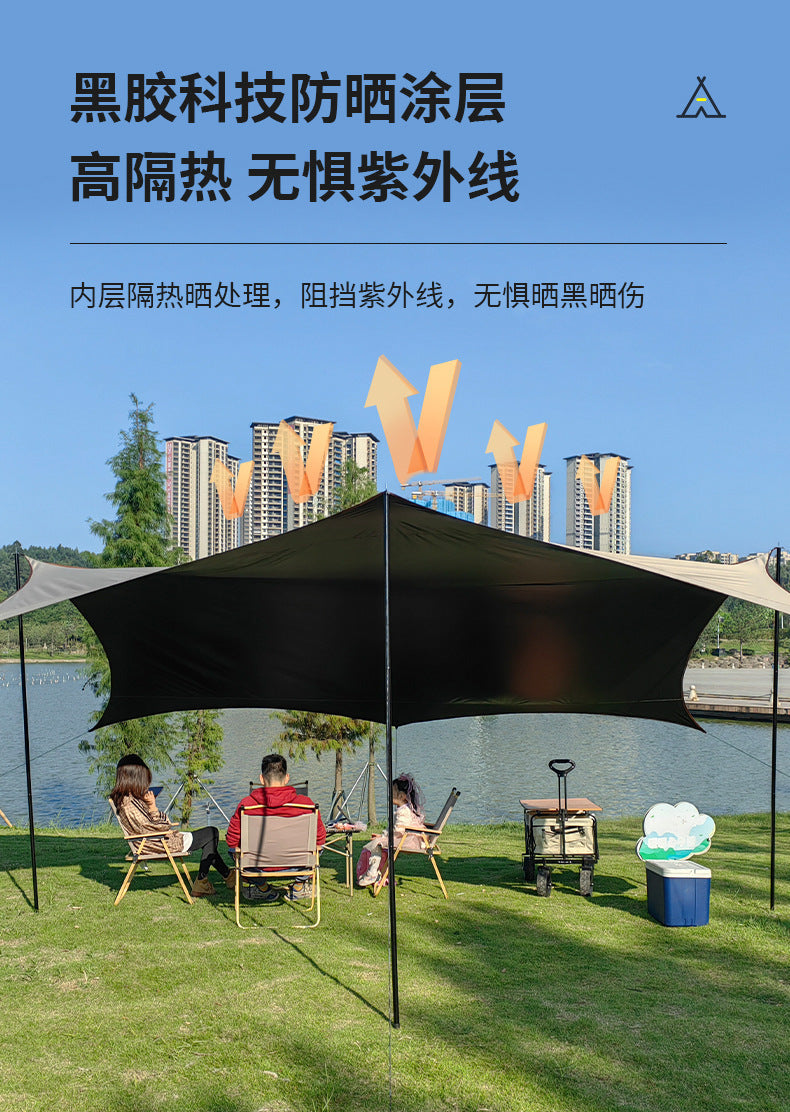 Camping Vinyl Canopy Tent Outdoor Butterfly Large Tarp Camping Gear Rainproof Sunshade Shelter