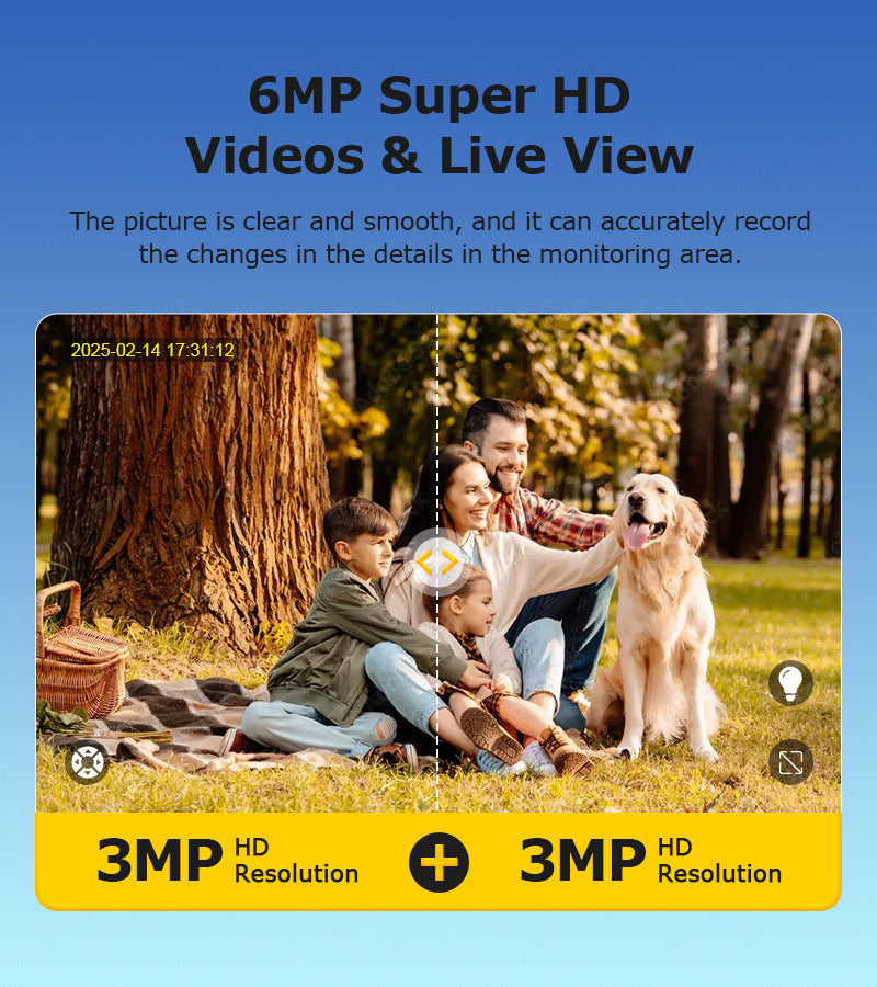 Exclusive Supply3Lens Hybrid Zoom15Double Waterproof Solar Camera6MP High Definition Wireless Multi-Zone