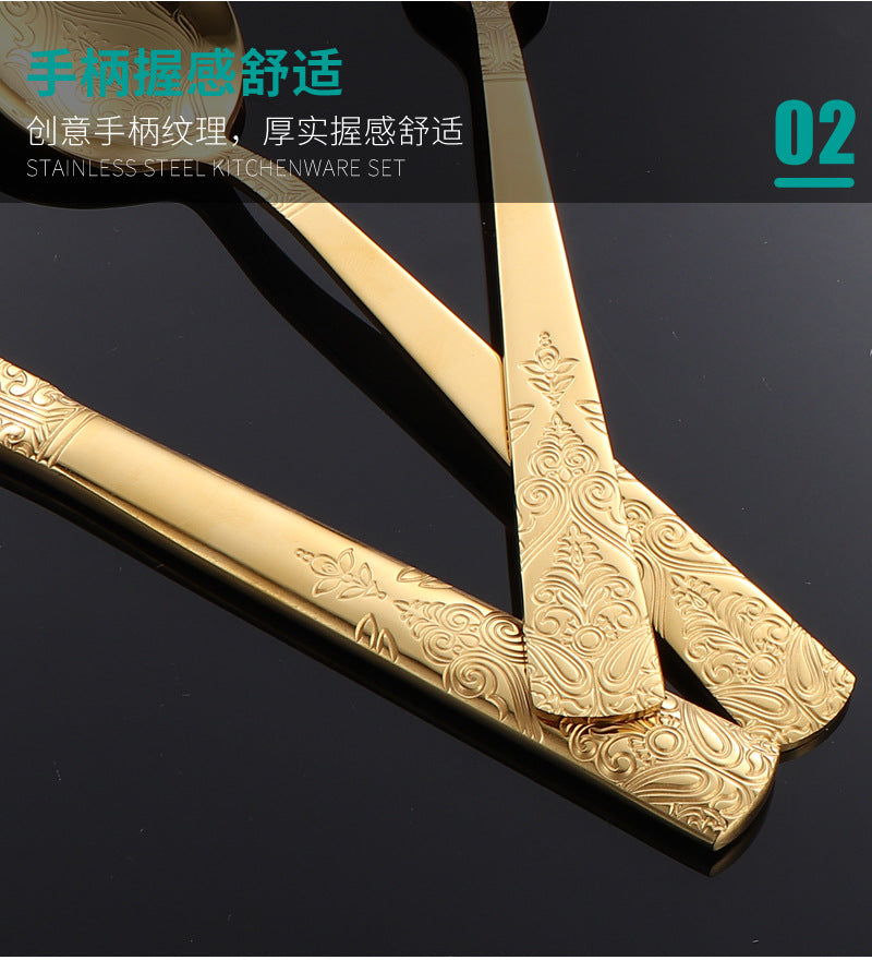 410Stainless Steel Tableware Hotel Retro Double Pattern Totem Western Cutlery Knife Fork Spoon Restaurant Hammered Steak Knife Fork