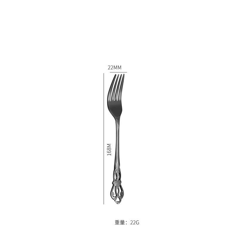 Stainless Steel Cutlery Restaurant Royal Court Knife Fork Spoon Set Hotel Western Cuisine European Retro Relief Steak Knife Fork