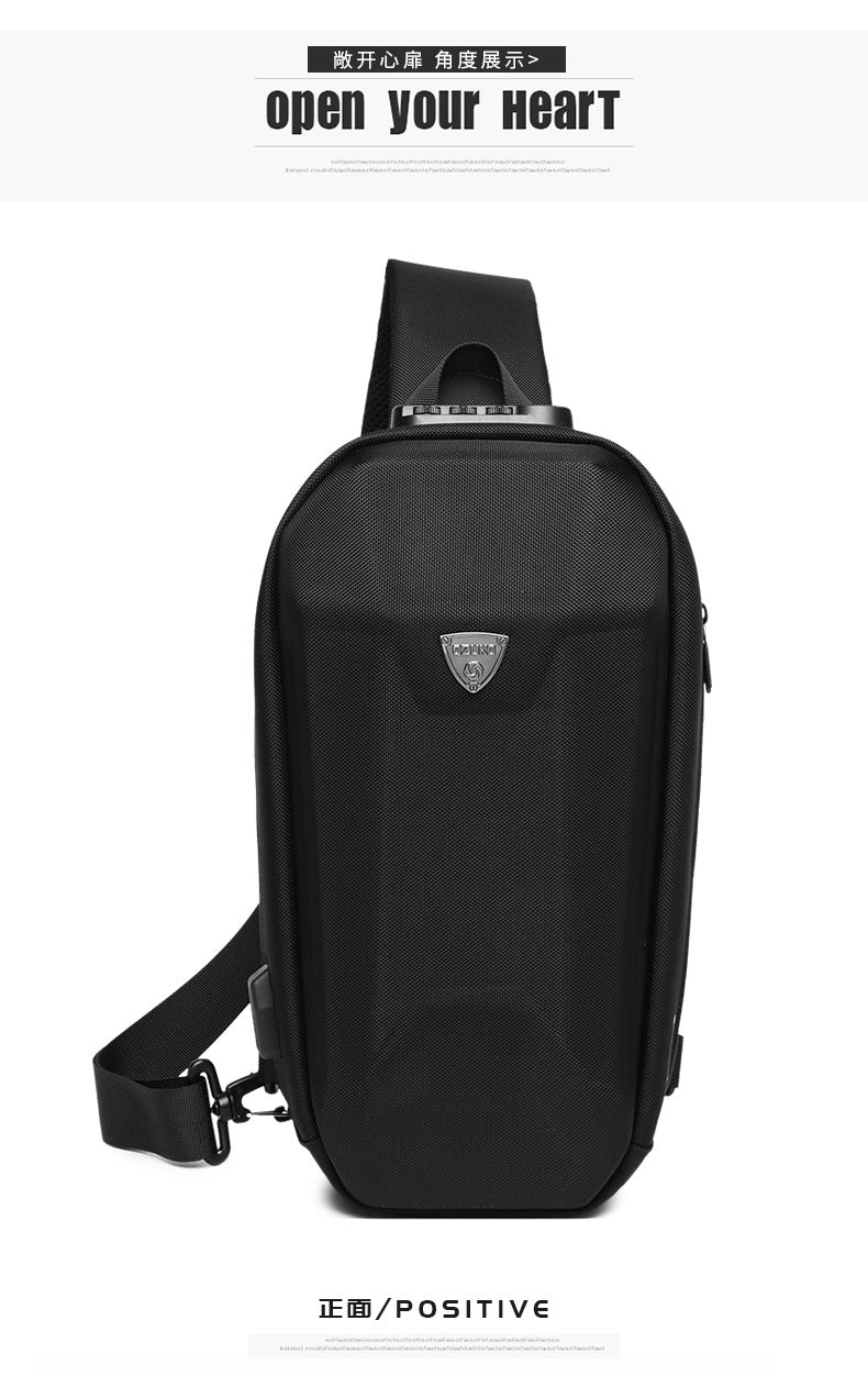 OZUKO Hard Shell Chest Bag Men's Crossbody Bag Anti-Theft Waterproof Cycling Outdoor Multi-Functional Sports Shoulder Bag