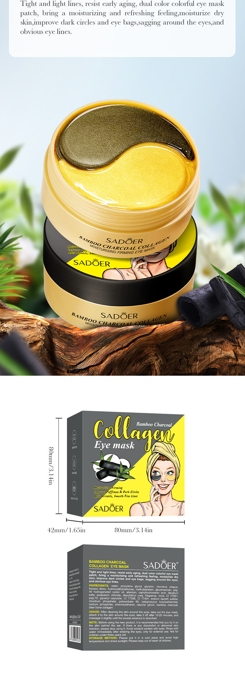 Lavender Collagen Eye Mask80gSADOER Firming and Moisturizing Eye Mask Patch  Wholesale
