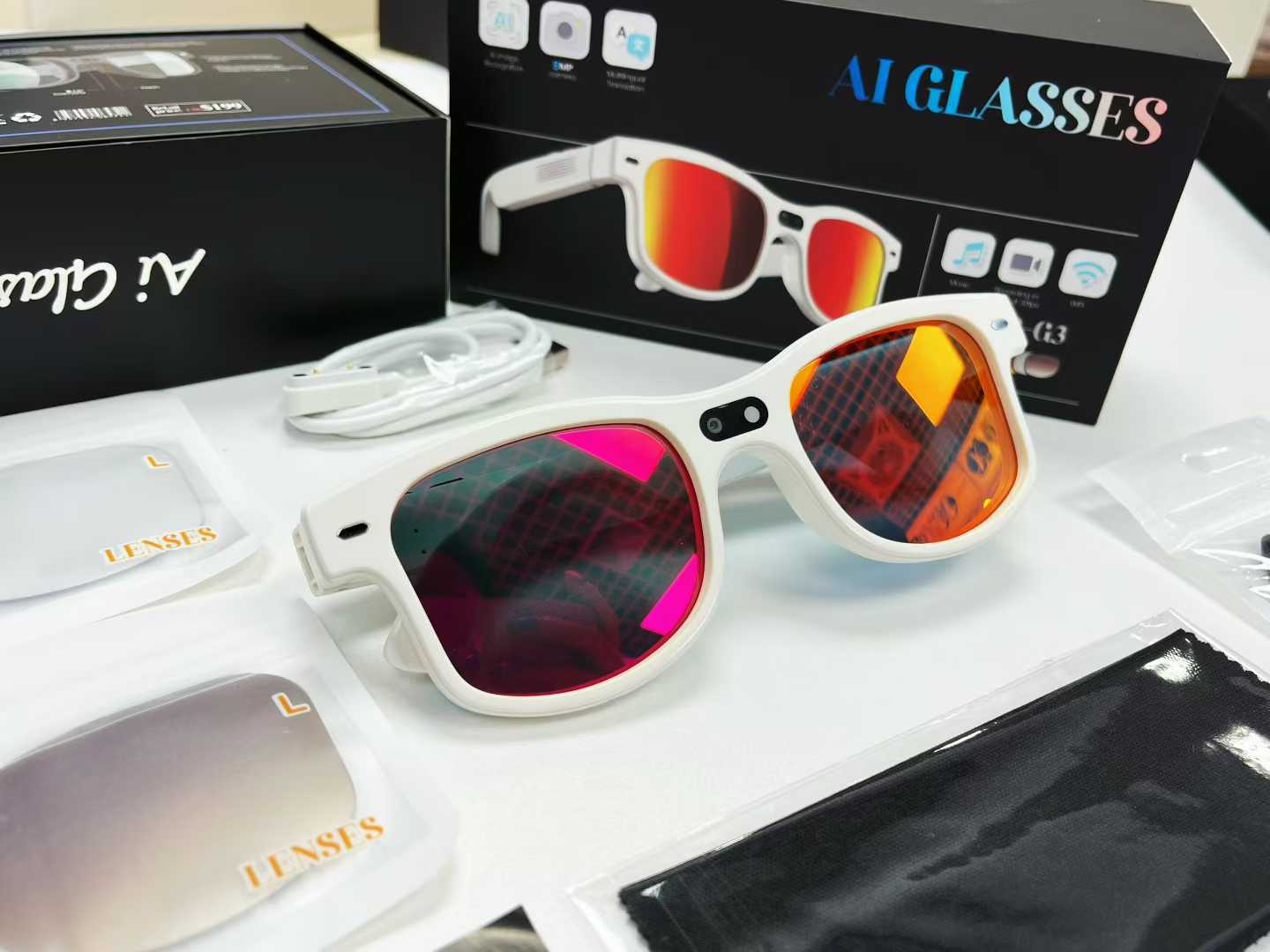 AIMB-G3Smart Glasses800100 Megapixel Camera1200P Video Recording Color Changing Lenses AI Simultaneous interpretation