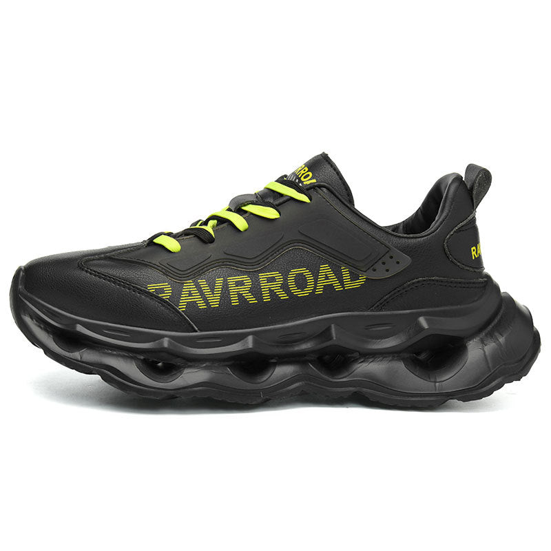 2025New Year's New Rebound Shock Absorption Sports Shoes Men's Fashion Retro Leather Dad Shoes Comfortable Wear-Resistant Running Shoes