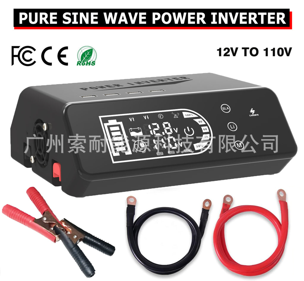 Pure Sine Wave Inverter1000W 12V Turn110V Smart Touch Display Screen eBay Amazon New Product