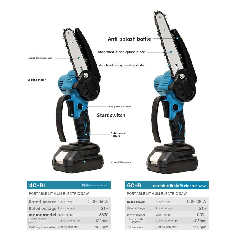 Rechargeable Cordless Mini Saw Garden Logging Electric Saw Lithium Battery4/61-inch Mini Saw Single Handheld Electric Chain