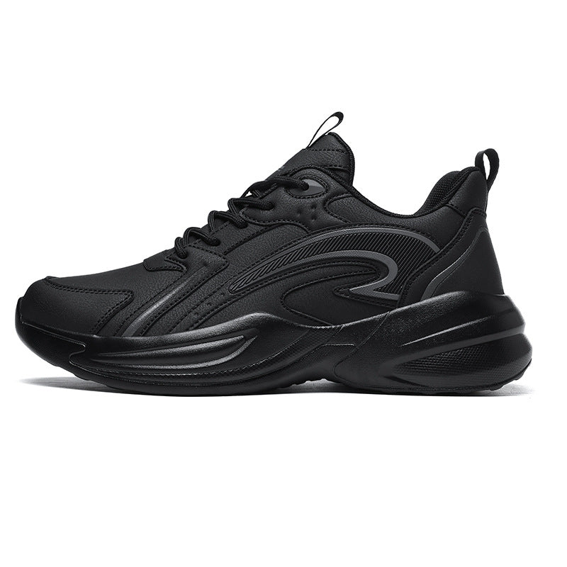 Autumn New Trend Retro Thick-Soled Height-Increasing Dad Shoes Leather Fashion Men's Shoes Wear-Resistant Non-Slip Casual Sports Shoes