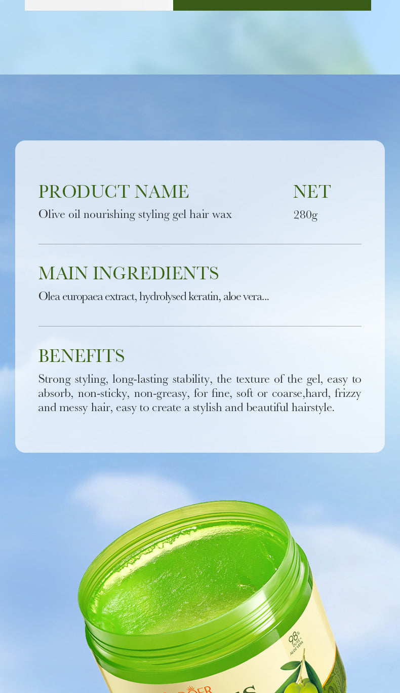 Olive Oil Hair Styling Wax SADOER Nourishing Gel Styling Fluffy Hair Wax  Foreign Trade Wholesale