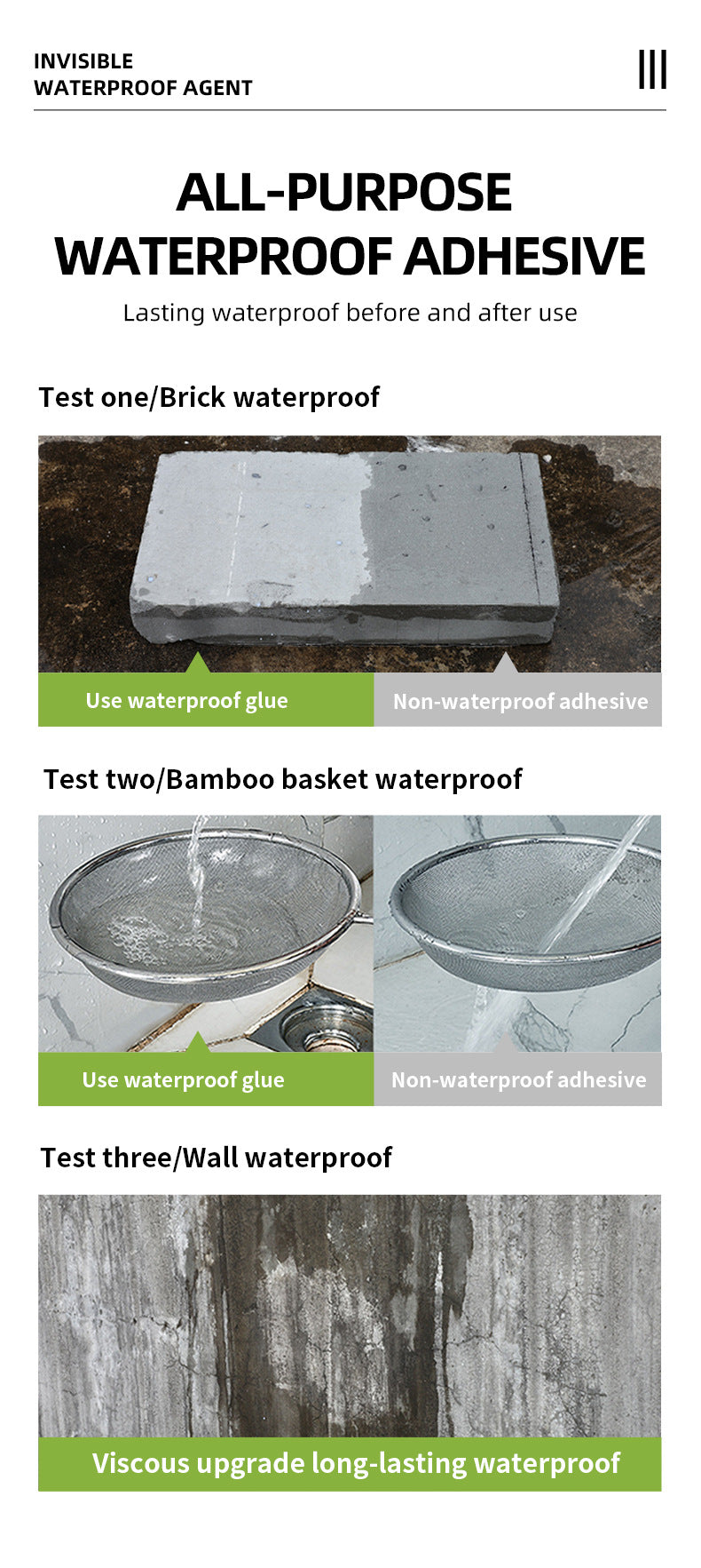 QIDAXIA Transparent Waterproof Adhesive Indoor Waterproof Adhesive Bathroom No-Drill Tile Crack Repair Waterproof Coating