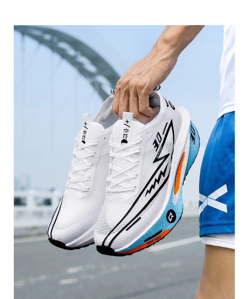 New Fashionable Casual Breathable Comfortable Running Shoes with Real Carbon Plate High Elasticity Shock Absorption for Student Training Sports Shoes
