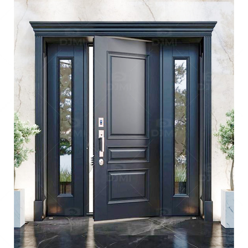 Foshan Manufacturer Luxury Wood Door Designs Burglarproof Exterior Door for House Wooden Entry Front Door With Smart Lock