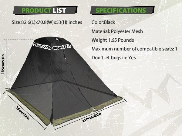 New Outdoor Mosquito Net Anti-Mosquito Dense Mesh Camping Fishing Sunshade Canopy Leisure Beach Pavilion
