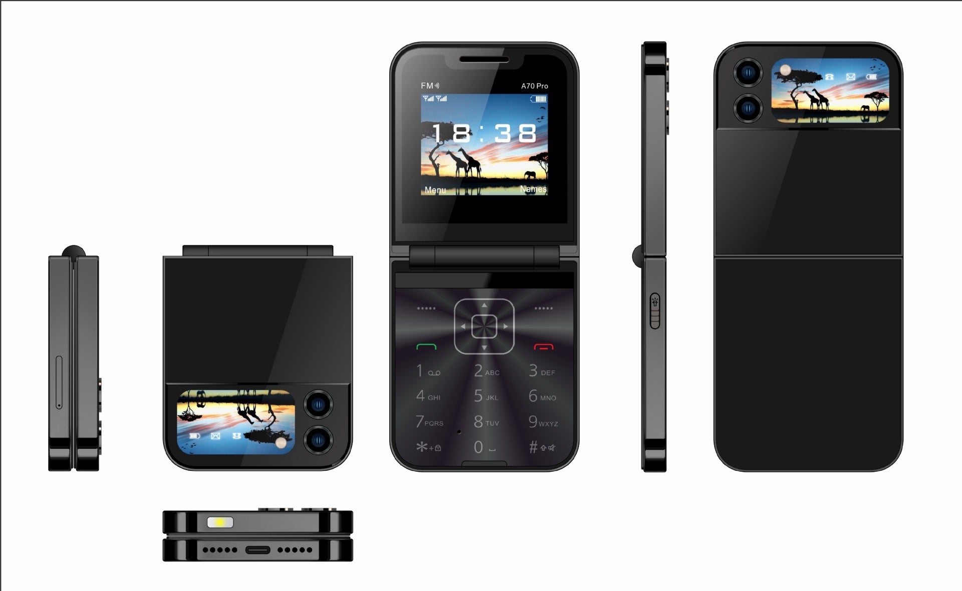 Flip Phone Mini Folding Flip Elderly Button2G Functional Phone Personalized Backup Phone A70PRO