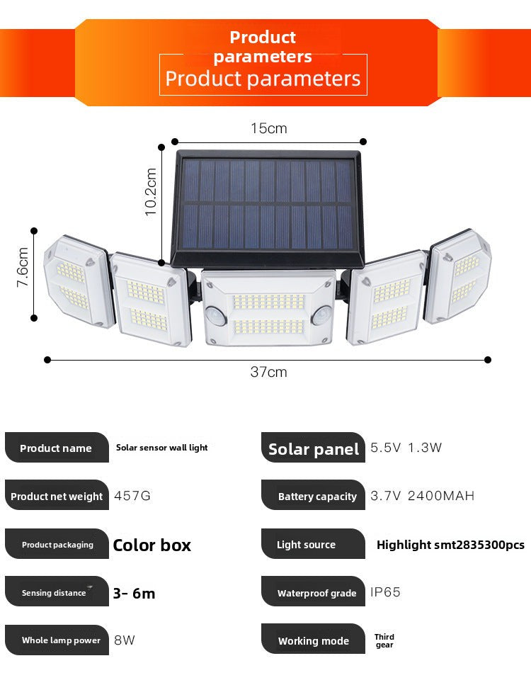 New solar outdoor garden light waterproof LED Wall Lamp Human Body Sensing Garden Lamp with Remote Control