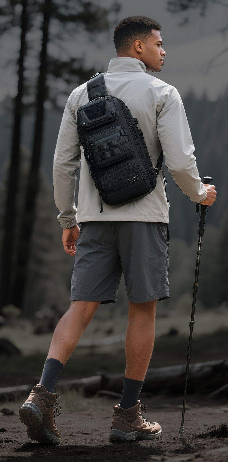 ozuko Tactical Chest Bag Men's Crossbody Bag High-end Outdoor Waterproof Multi-Function Trendy Portable Shoulder Bag