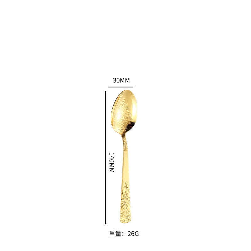 410Stainless Steel Tableware Hotel Retro Double Pattern Totem Western Cutlery Knife Fork Spoon Restaurant Hammered Steak Knife Fork