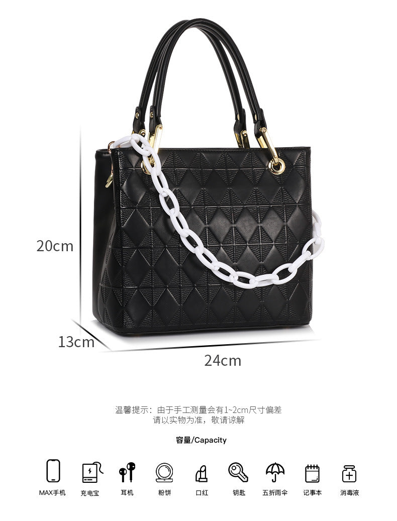 Fashion Quilted Handbag Simple Versatile Design Textured Fashion Single Shoulder Crossbody Women's Bag