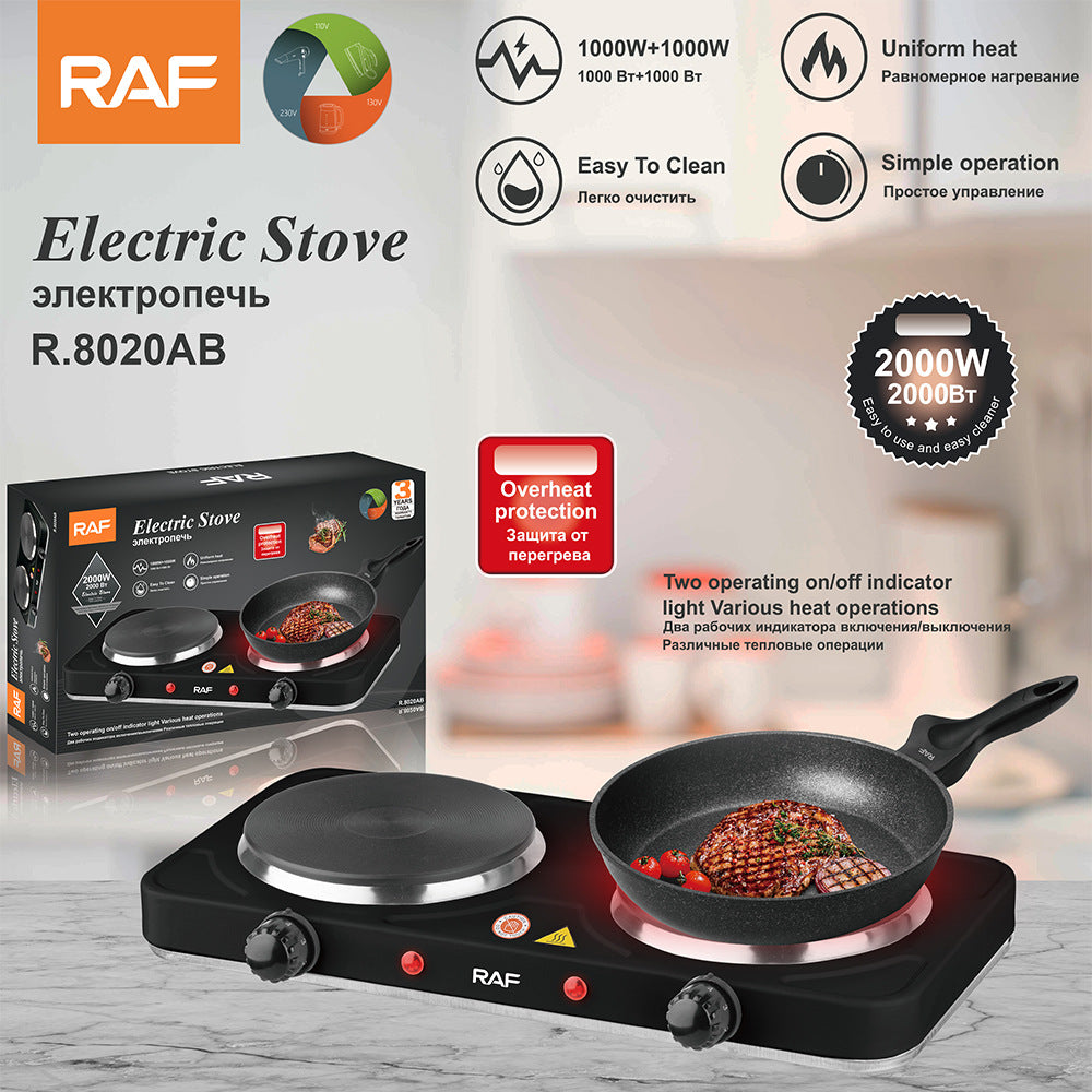 RAF European Standard Electric Stove Household Closed Electric Stove Insulation Double Burner Constant Temperature Universal Electric Stove R8020AB