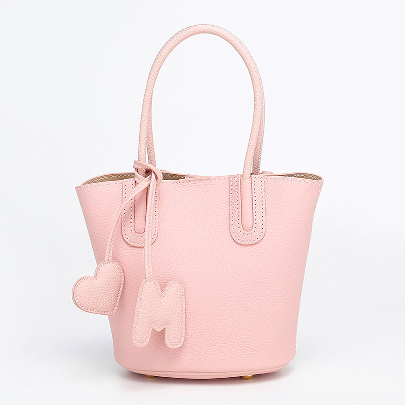 Korean Style Basket Handbag for Women, Versatile Bucket Crossbody Bag, Spring and Autumn Textured Trendy Shoulder Bag for Women